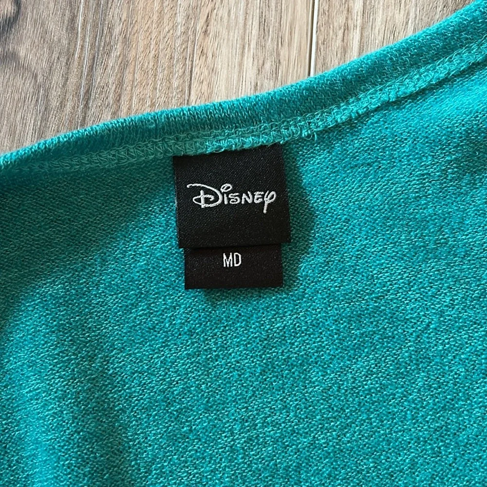 Disney’s Alladin Teal Open Front Cardigan with Black Print - Picture 3 of 4
